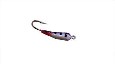 Mark's Rocker Ice Jigs - Purple White Black Stripes