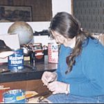 Irmi Schoeffler At old location, tying Chugg'n Sinkers. Irmi helped us out so much, we appreciate her and all her support.