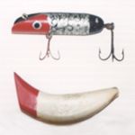 Lures carved from a broom handle. By Wellington Noble, Jeff's Grandfather.